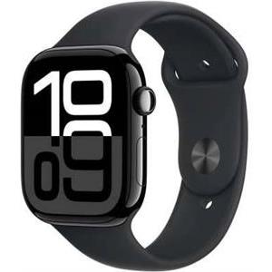 Apple Watch Series 10 GPS 46mm Jet Black Aluminium Case with Black Sport Band - S/M