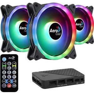 Aerocool DUO12PRO Kit 3xFan 12cm ARGB LED Dual Ring Antivibration 6 Pins Black