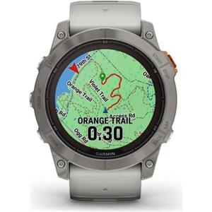 Garmin fenix 7X PRO Sapphire SOLAR Titanium Fog Gray/Orange remen, 010-02778-15