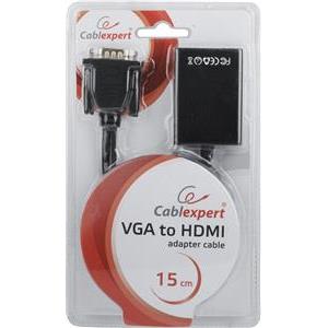 Gembird VGA to HDMI adapter cable, 0,15m, black