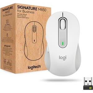 Logitech Signature M650 for Business Mouse wireless Bluetooth 2.4 GHz Bolt USB receiver off-white