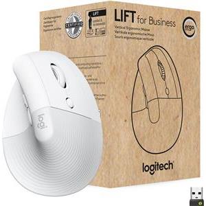 Logitech Lift for Business Vertical mouse ergonomic 6 buttons wireless Bluetooth 2.4 GHz Bolt USB receiver off-white