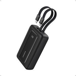 Anker Zolo Powerbank 20000 mAh, 30W with built-in USB-C + Lightning cables, black
