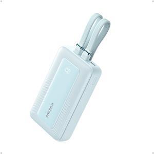 Anker Zolo Powerbank 10000 mAh, 30W with built-in USB-C + Lightning cables, blue