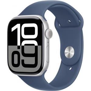 APPLE Watch Series 10 GPS 46mm Silver Aluminium Case with Denim Sport Band - M/L