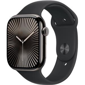 Apple Watch Series 10 GPS + Cellular 46mm Slate Titanium Case with Black Sport Band - M/L