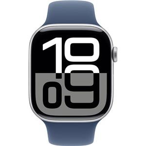 APPLE Watch Series 10 GPS + Cellular 46mm Silver Aluminium Case with Denim Sport Band - S/M