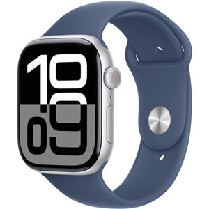 APPLE Watch Series 10 GPS + Cellular 46mm Silver Aluminium Case with Denim Sport Band - M/L