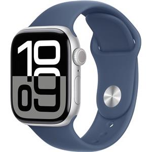 APPLE Watch Series 10 GPS + Cellular 42mm Silver Aluminium Case with Denim Sport Band - M/L