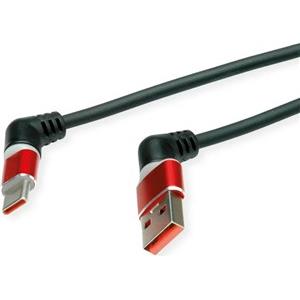 ROLINE 360° USB 2.0 kabel, C-A, M/M, 60W, crveno/crni, 1.0m