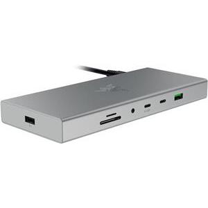 Docking station USB-C Razer USB4 Dock Mercury, 14-in-1, 4xUSB-A, 3xUSB-C, HDMI, DP, RJ45, AUX, mSD/SD, Silver