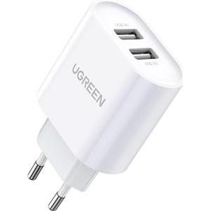 UGREEN zidni punjač 17W, 2×USB-A, bijeli