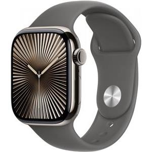 Apple Watch Series 10 GPS + Cellular 42mm Natural Titanium Case with Stone Grey Sport Band - S/M