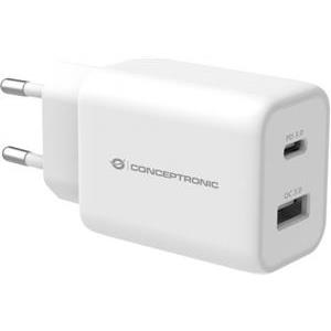 CONCEPTRONIC punjač 2 porta 33W, USB-C/USB-A PD bijeli