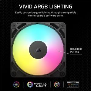Case Acc Corsair Fan RS120 ARGB PWM 3x12cm black