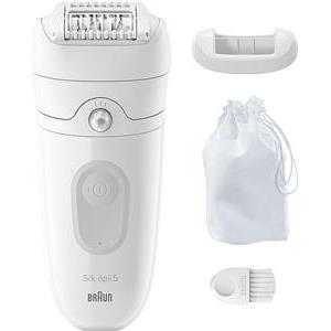 Epilator Braun Silk-épil 5-011, bijelo/srebrni, s vrećicom za pohranu i masažnim nastavkom