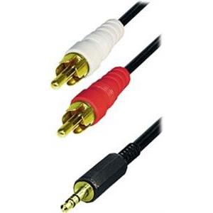 Transmedia Cable 2x RCA-plug - 3,5 mm stereo gold plugs, 1,5m, A49-GL