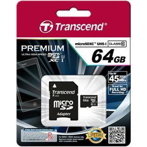 Memorijska kartica Transcend 64GB SD MICRO HC Class10 + SD adapter