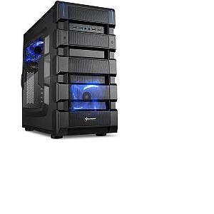Kućište Sharkoon BD28 Midi Tower ATX, bez napajanja, plavi LED, crno 