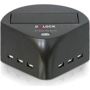 Tvrdi disk dodatak, docking station DELOCK, 2.5'' / 3.5'' SATA, USB, eSATA + 6-port USB HUB