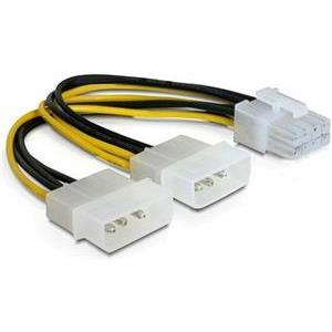 Kabel DELOCK, 2x 4-pin Molex (Ž) na 8-pin (M) za grafičku karticu, naponski, interni