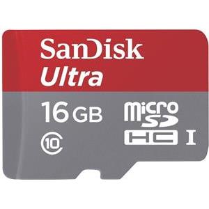 Memorijska kartica SANDISK, microSDHC Ultra, 16 GB, SDSDQUAN-016G-G4A, class 10 + SD Adapter + Memory Zone Android App