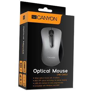 Miš Canyon CNE-CMS3 (Wired, Optical 800 dpi, 3 btn, USB), Silver