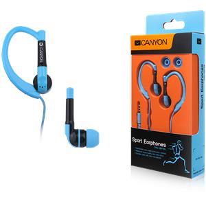 Canyon CNS-SEP1BL sport earphones, over-ear fixation, inline microphone, blue