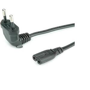 Roline naponski kabel za prijenosnike, Euro na 2 polni IEC320-C7, kutni, crni, 1.8m