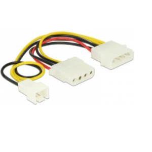 Kabel DELOCK, 4-pin MOLEX (M) na 4-pin MOLEX (Ž) na 3-pin (M), za ventilator, cpu hladnjak, 14cm