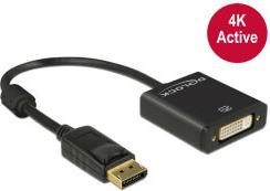 Adapter DELOCK, DisplayPort (M) na DVI-I 24+5 (Ž), 4K, crni