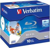 DVD Blu-Ray Verbatim BD-R DL 6× 50GB Wide Printable No ID Surface Hard Coat 10 pack JC (Double Layer)