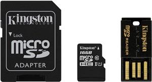 Memorijska kartica Kingston 16GB Multi-Kit / Mobility Kit - Flash memory card ( microSDHC to SD adapter included ) - Class 10 - microSDHC - with USB Reader