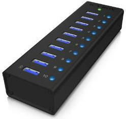 USB HUB ICY BOX IB-AC6110, 10-portni 3.0, vanjski strujni adapter