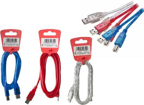 Kabel, USB A na USB B, za printer, crveni, plavi, sivi 1.5 m, PromoStick Vivanco bulk