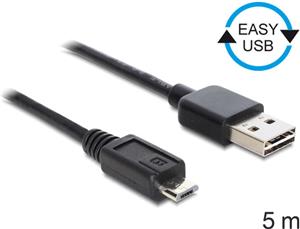 Kabel DELOCK, USB 2.0, USB-A (M) na micro USB-B (M), EASY USB, 5m