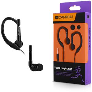 Slušalice Canyon CNS-SEP1B sport earphones, over-ear fixation, inline microphone, black