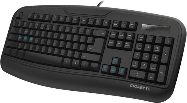 Tipkovnica Gigabyte Gaming FORCE K3 (Cable, One-piece rubber sheet design, Water-resistant , US layout) Black, Retail