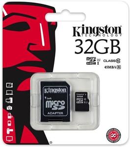 Memorijska kartica Kingston 32GB microSDHC Class 10 UHS-I 45MB/s Read Card + SD Adapter
