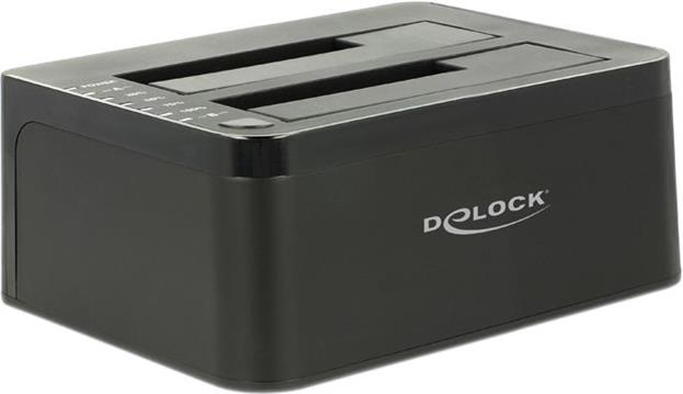 Docking station DELOCK, Dvostruka priključna stanica SATA HDD > USB 3.0 s funkcijom kloniranja, crni 