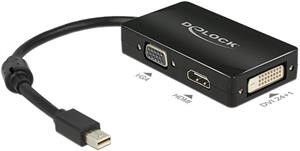 Adapter DELOCK, mDP 1.1 (M) na VGA/HDMI/DVI (Ž), crni