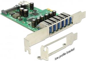 Kontroler PCI-E, DELOCK, 6 x vanjski USB 3.0 (Ž) + 1 x USB 3.0 interni
