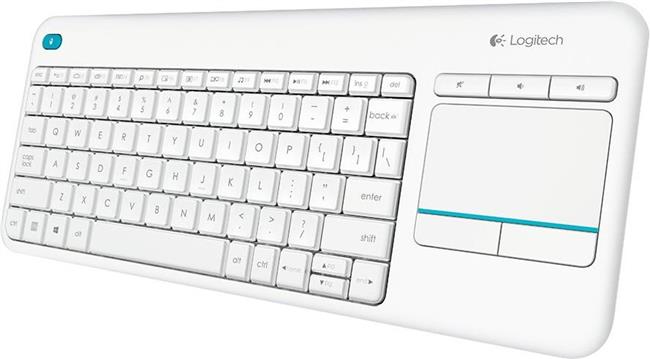 Tipkovnica Logitech K400+ Wireless Touch, bežična, bijela. unifying, USB