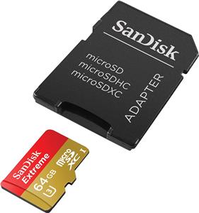 Memorijska kartica SanDisk Extreme microSDXC 64GB + SD Adapter + Rescue Pro Deluxe 90MB/s Class 10 UHS-I U3