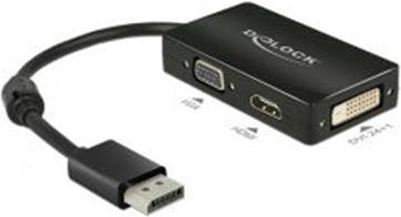 Adapter DELOCK, DP 1.1 (M) na VGA/HDMI/DVI (Ž), crni