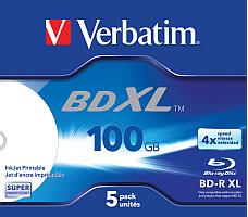 DVD Blu-Ray Verbatim BD-R DL XL 4× 100GB Wide White Inkjet Printable Hard Coat Surface 5 pack JC (Double Layer)
