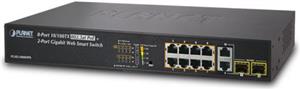 Planet 8P Ethernet 802.3AT PoE Switch 2 Gig Uplink Ports