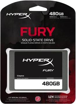 Kingston SSD 480GB HyperX FURY SSD SATA 3 2.5 (7mm height) w/Adapter, SHFS37A/480G