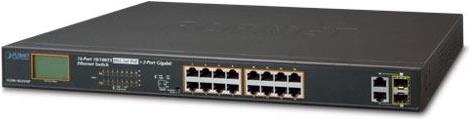 Planet 16-Port 10 100TX 802.3at PoE 2-Port Gigabit TP SFP Combo Desktop Switch