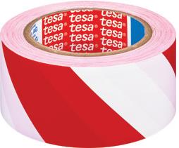Traka za označavanje ljepljiva 50mm/33m pvc Tesa 60760-92 bijelo-crvena